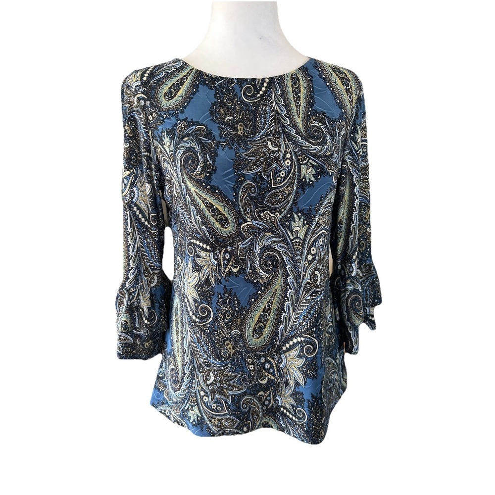 Vera Rose NWT Blouse Paisley Print , Bell Sleeve, SZ S